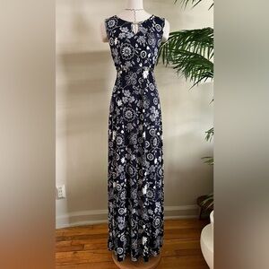 Espresso Navy & White Floral Maxi Dress - Size L